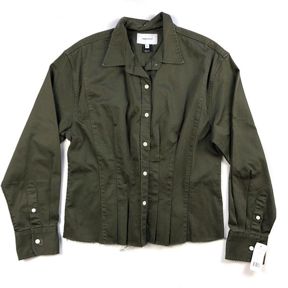NWT Current/Elliott Tella Shirt in Rural Green - Picture 2 of 8